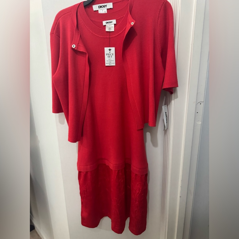 DKNY Vibrant Red Knit Ensemble